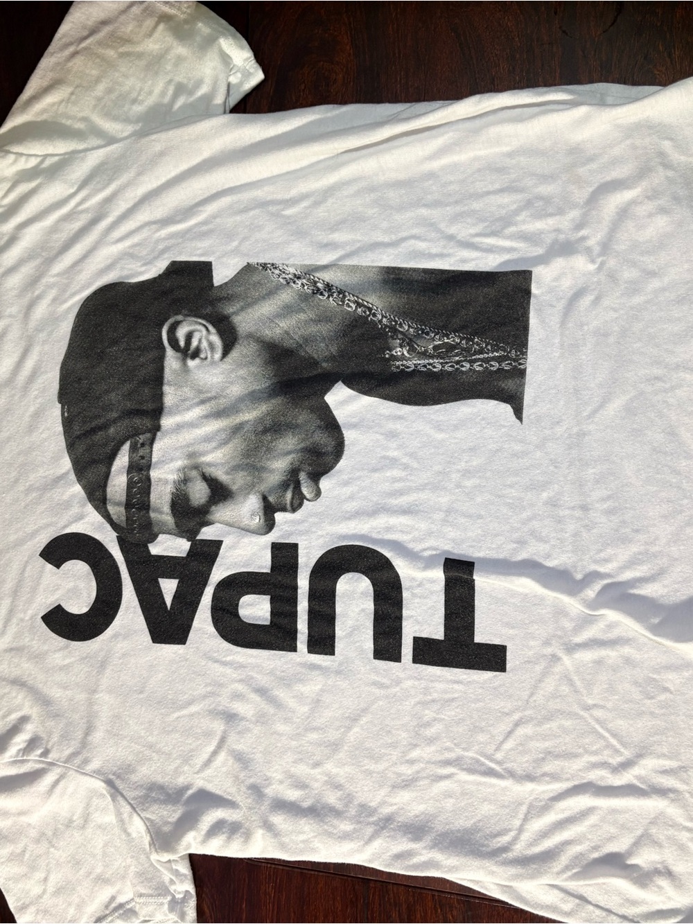 White Graphic 'TUPAC' Men's Crew Neck T-Shirt